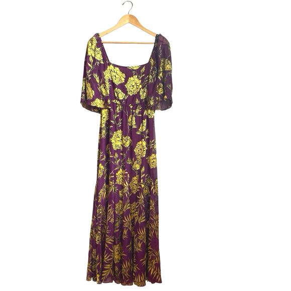 NEW ALICE + OLIVIA Clarine Silk Floral Maxi Dress Gown Size 0 Purple Fairy Artsy - Picture 6 of 13